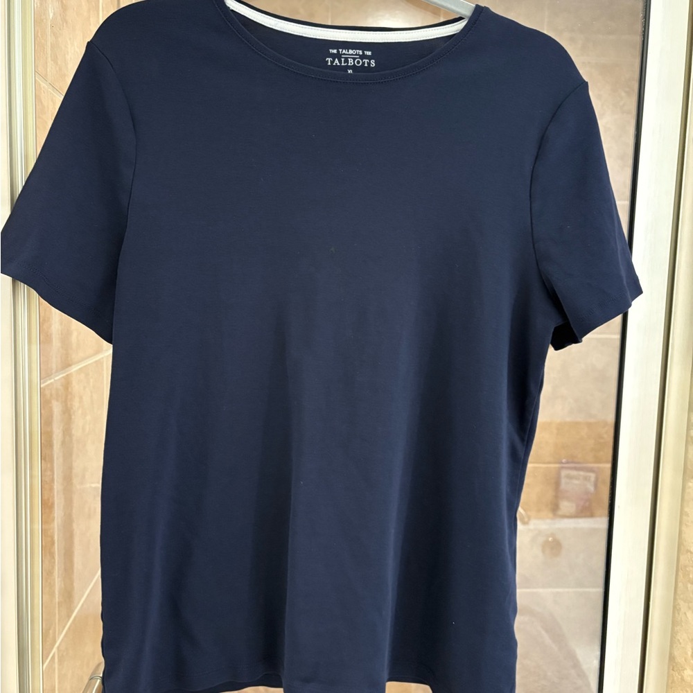 Talbots Navy Blue Short Sleeve Tee Classic Crew Neck